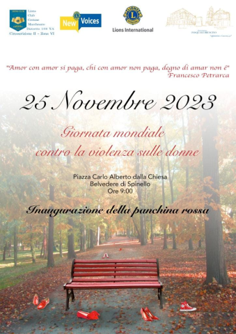 Inaugurazione della Panchina Rossa 25 Novembre 2023